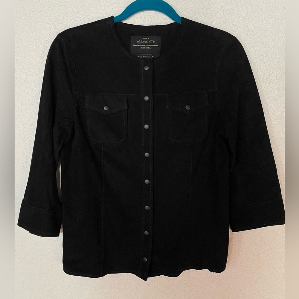 Allsaints Perine suede leather shirt/jacket, size 8